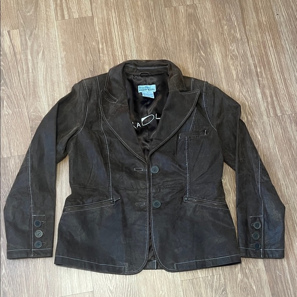 Bradley Brown Leather Blazer pockets  like new size small - Picture 1 of 7